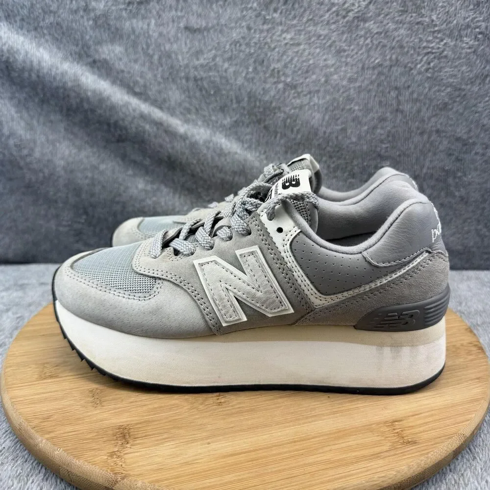 New Balance 574 Shoes Womens Size 7.5 B Gray Suede Platform Sneakers WL574ZBA